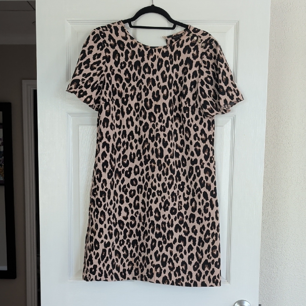 Ann Taylor Leopard Print Mini Dress - Beige and Black